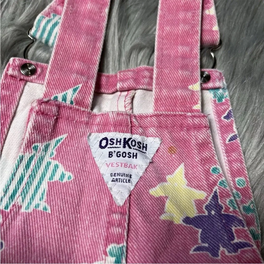 Vintage Oshkosh Bgosh Union Made USA Pink Clown Girls Overalls *Play Condition